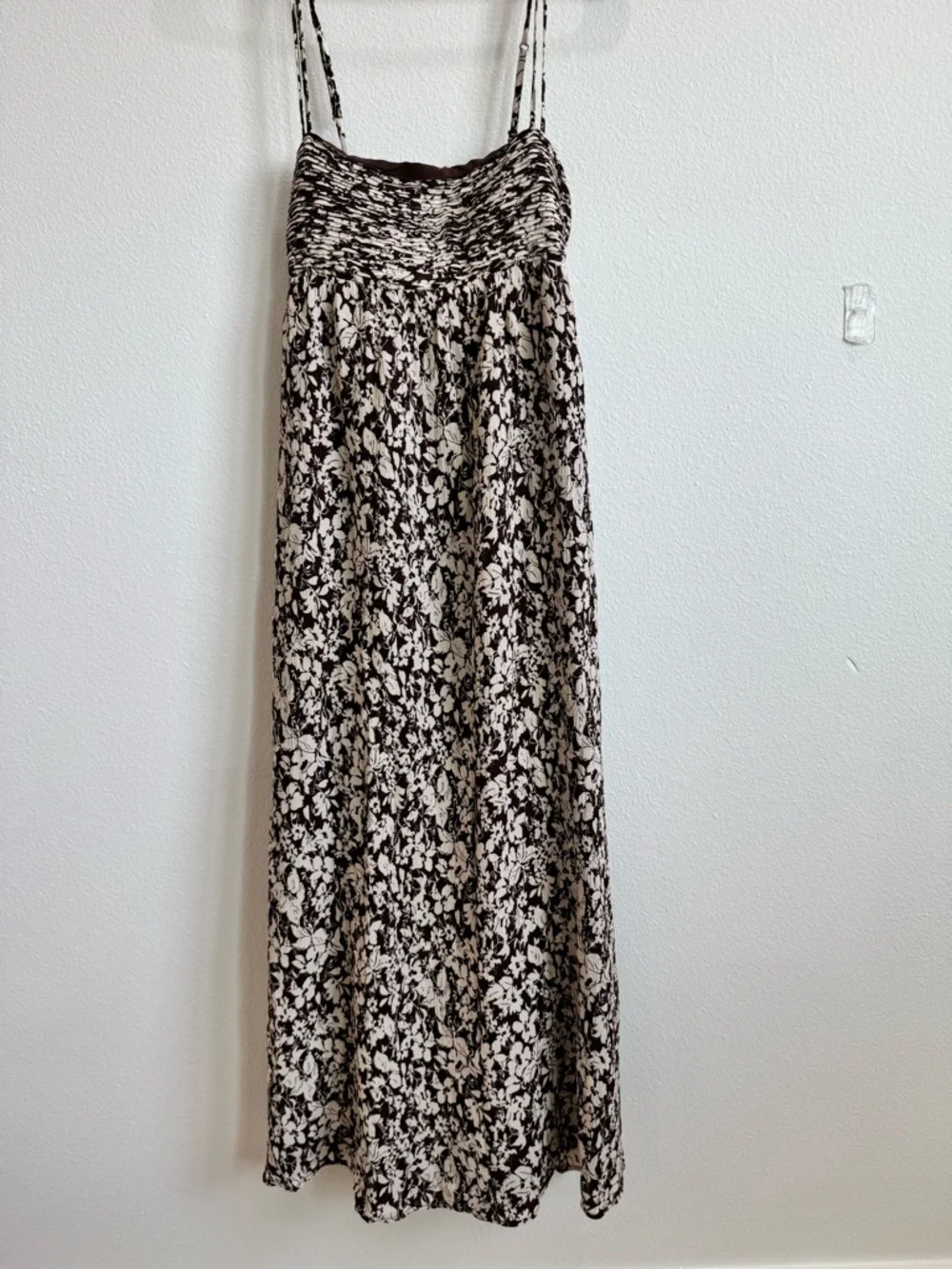 Abercrombie & Fitch Cream and Black Floral Spaghetti Strap Maxi Dress